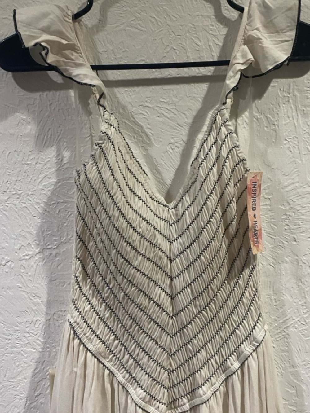 Inspired Hearts Ivory Dress with Black Stitching